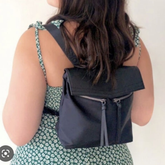 Botkier New York Mini Trigger Black Backpack with silver zipper detailing, vegan - Picture 16 of 16
